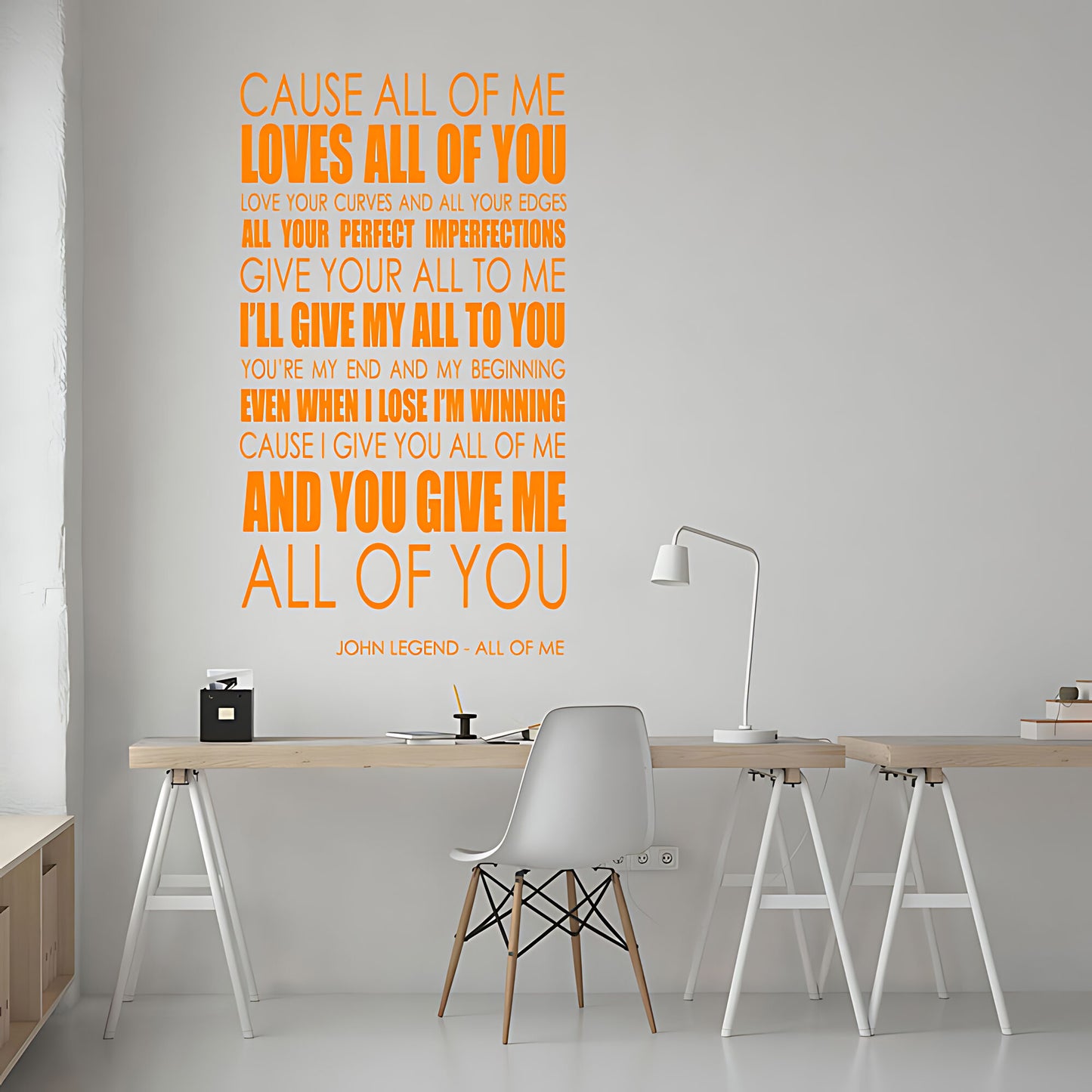 John Legend All of Me Song Lyrics Wall Sticker – Loves All of You Music Decal