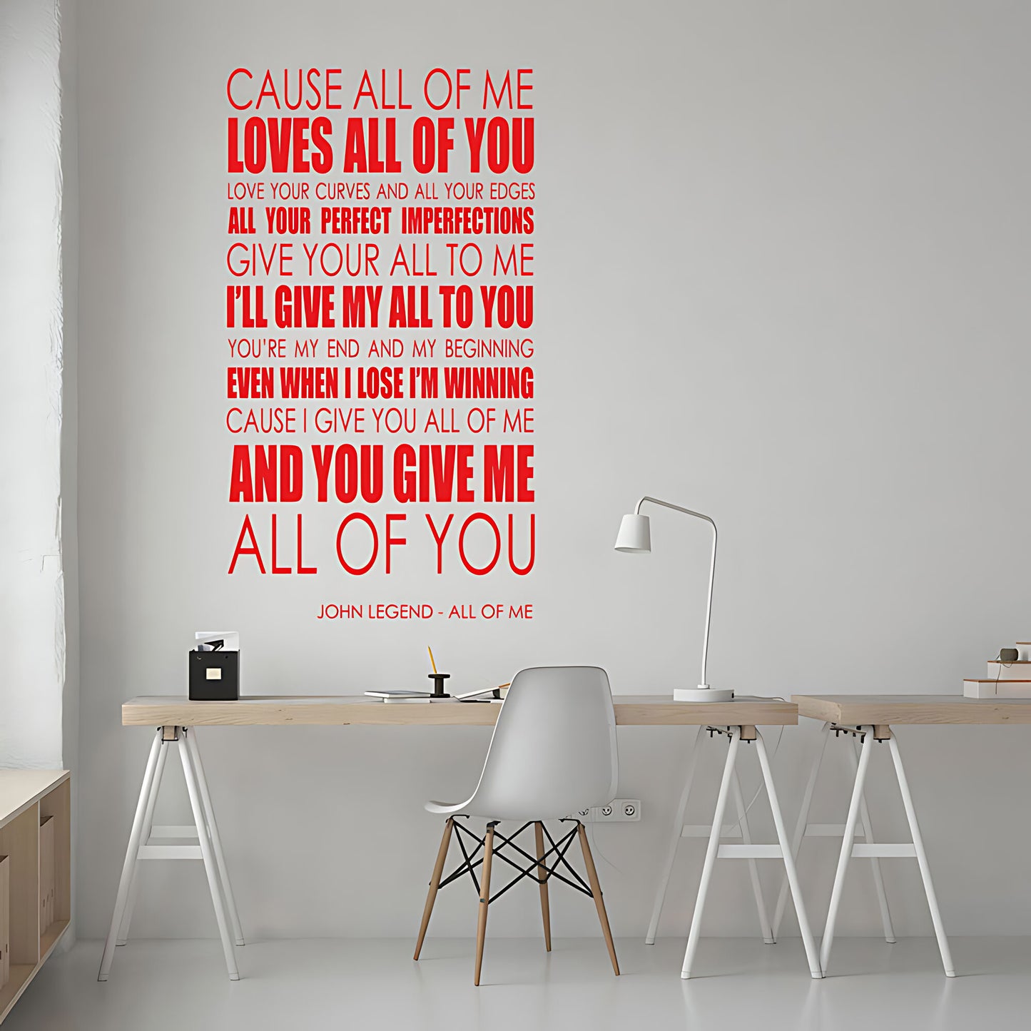 John Legend All of Me Song Lyrics Wall Sticker – Loves All of You Music Decal