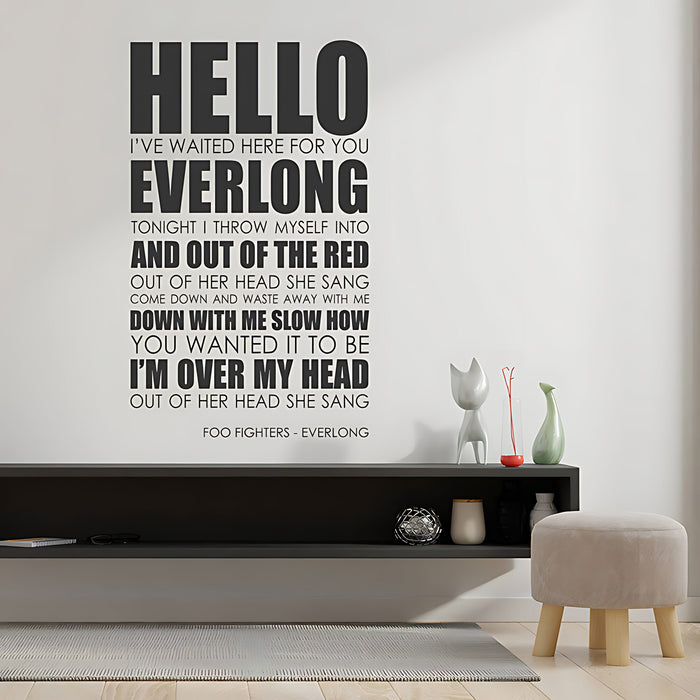 Foo Fighters Everlong Song Lyrics Wall Sticker ‚Äì Music Quote Decal