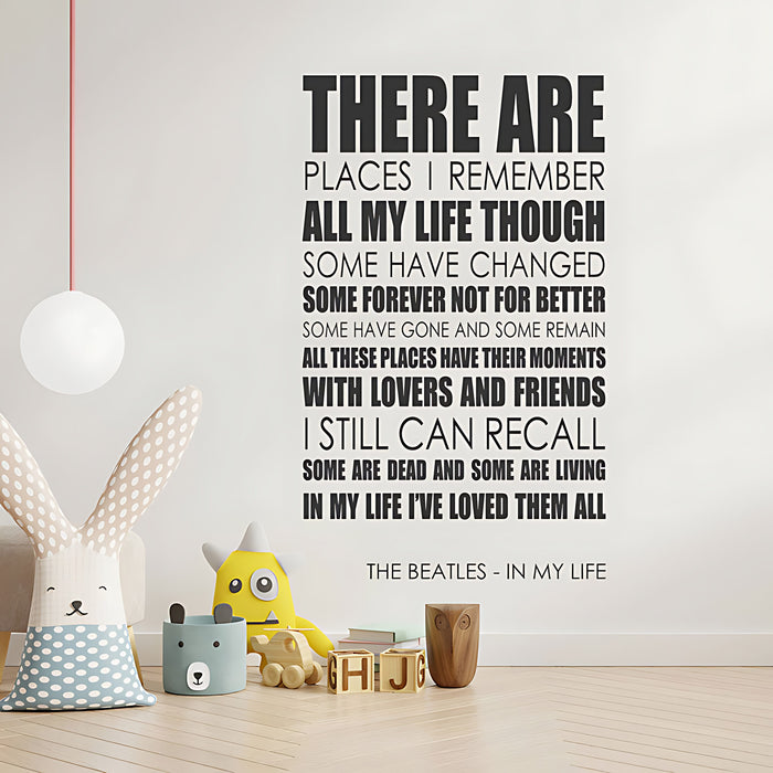 The Beatles In My Life Song Lyrics Wall Sticker ‚Äì There Are Places I Remember Decal