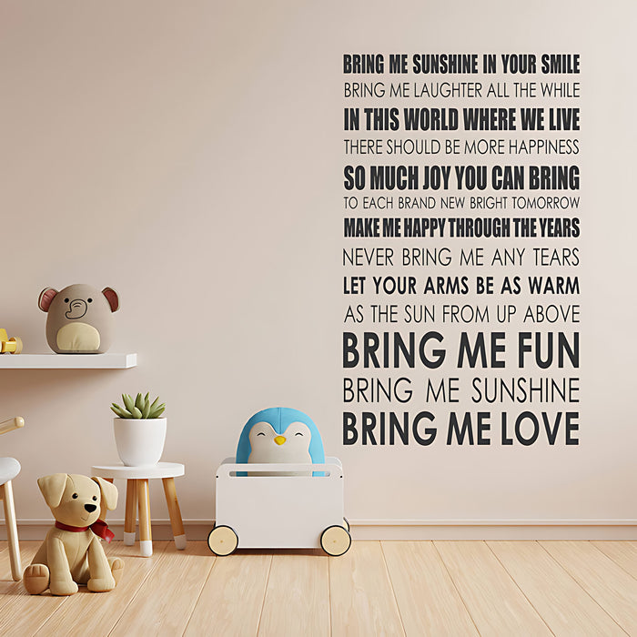 Bring Me Sunshine Song Lyrics Wall Sticker ‚Äì Morecambe and Wise Music Decal