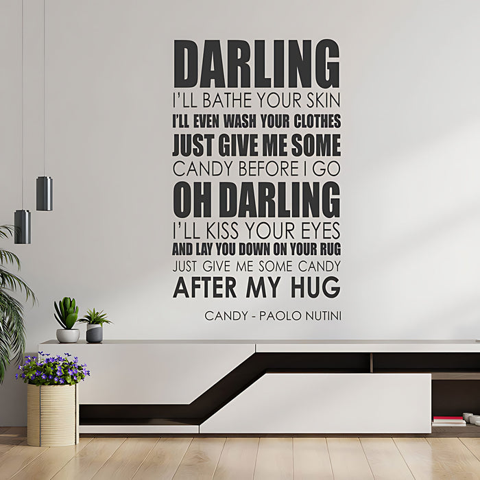 Paolo Nutini Candy Song Lyrics Wall Sticker ‚Äì Music Quote Decal