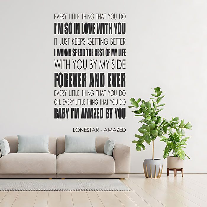 Lonestar Amazed Song Lyrics Wall Sticker ‚Äì I'm So In Love With You Music Decal