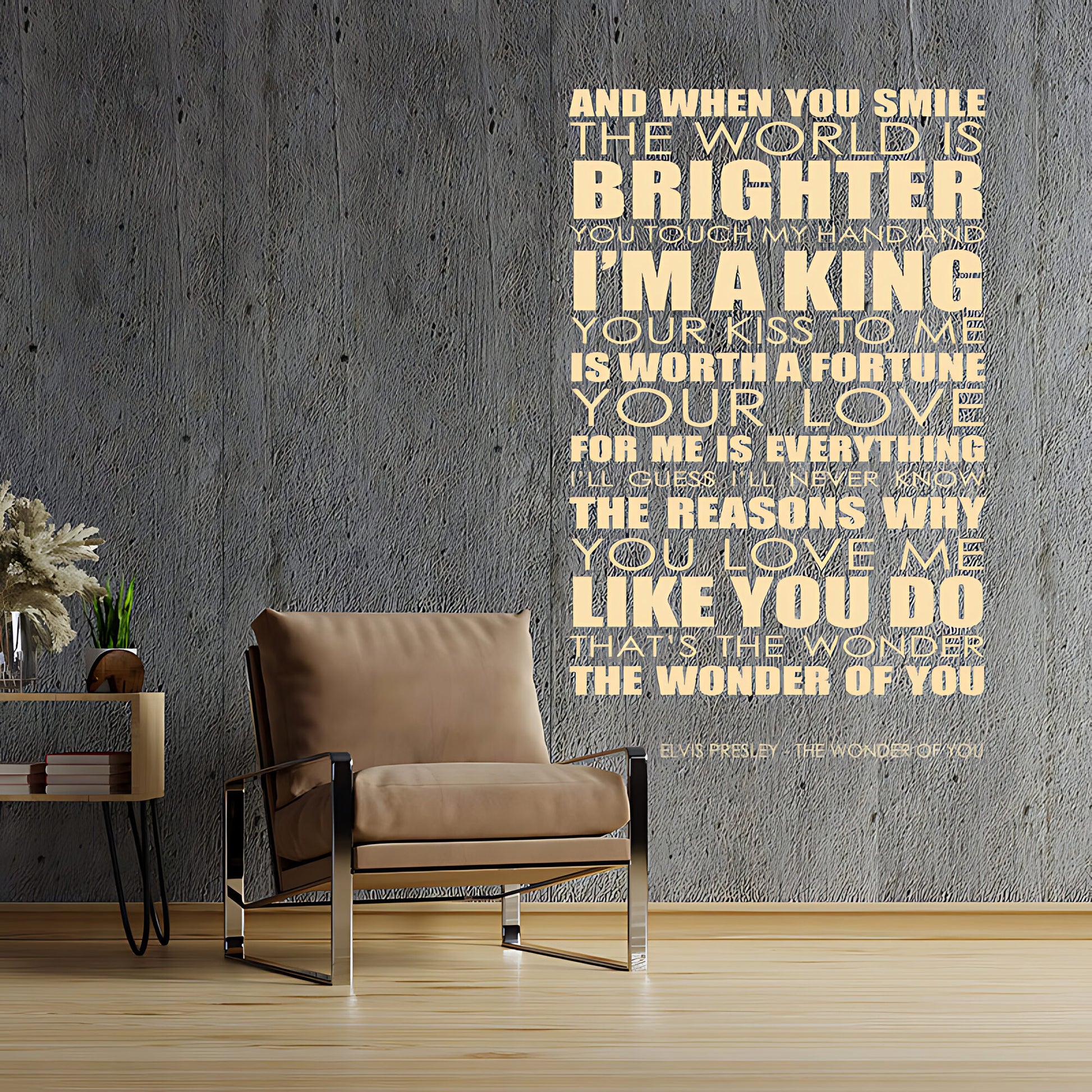 Elvis Presley Wall Art Sticker - Wonder Of You Lyrics Music Quote