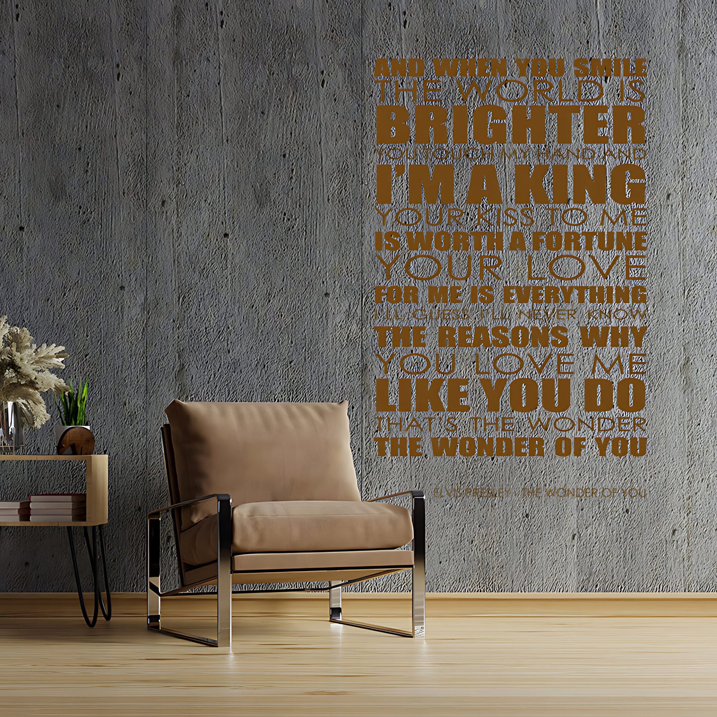 Elvis Presley Wall Art Sticker - Wonder Of You Lyrics Music Quote