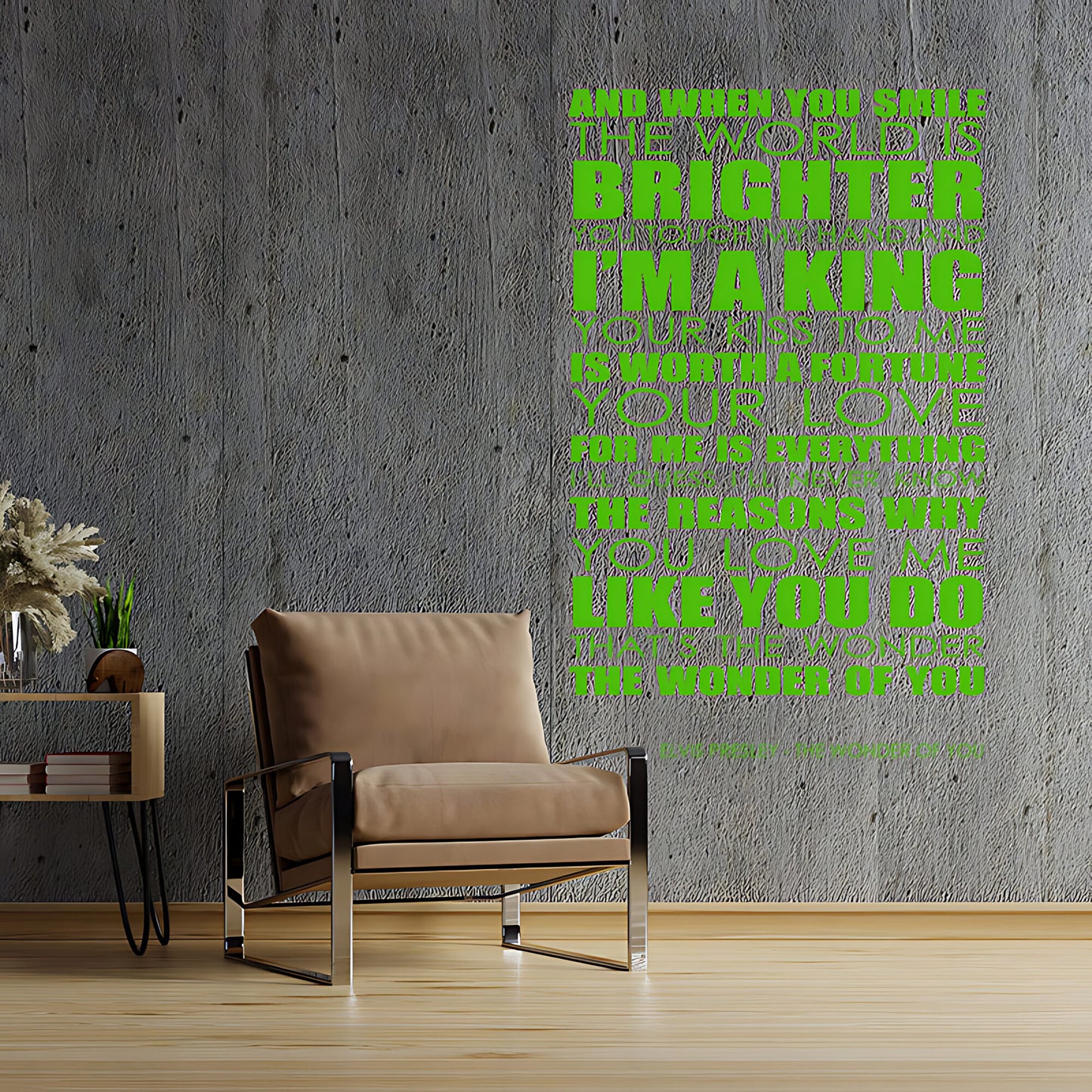 Elvis Presley Wall Art Sticker - Wonder Of You Lyrics Music Quote