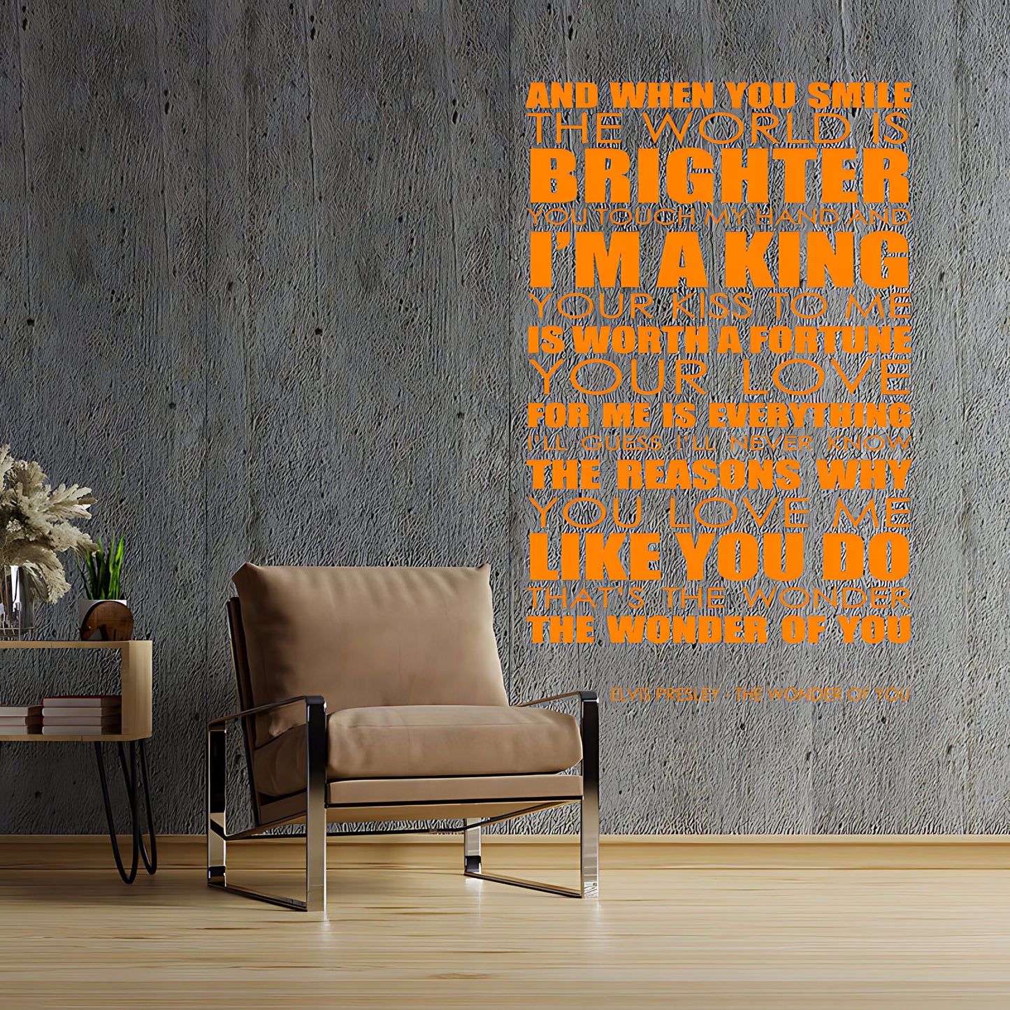 Elvis Presley Wall Art Sticker - Wonder Of You Lyrics Music Quote