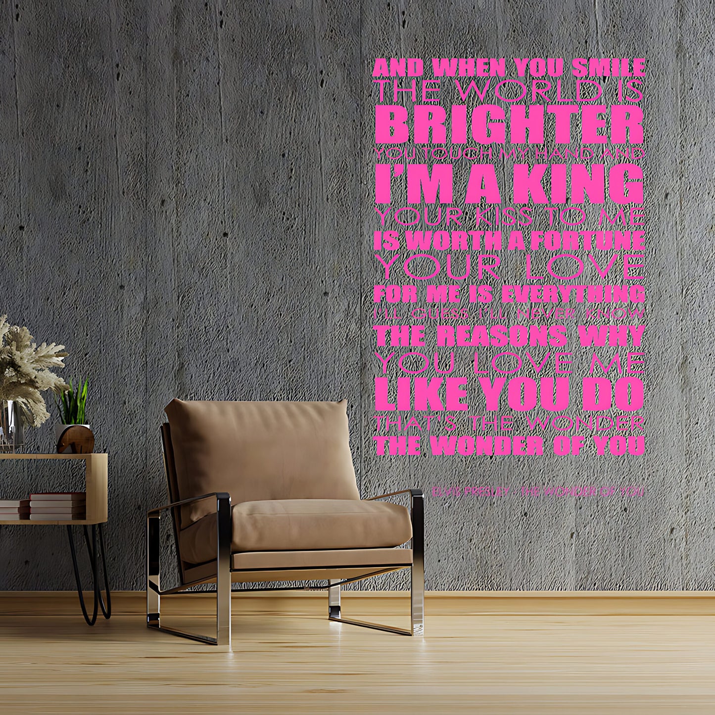 Elvis Presley Wall Art Sticker - Wonder Of You Lyrics Music Quote