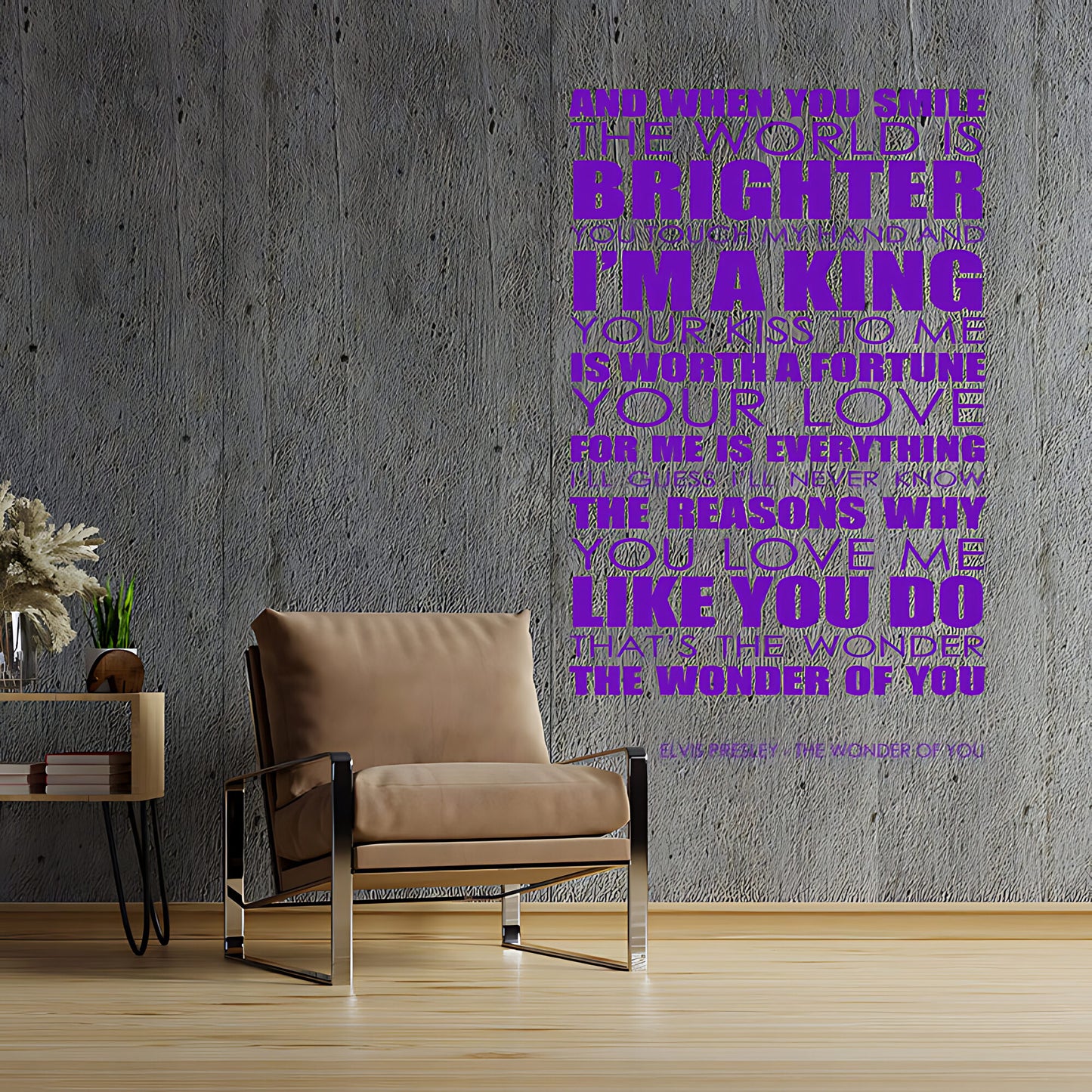 Elvis Presley Wall Art Sticker - Wonder Of You Lyrics Music Quote