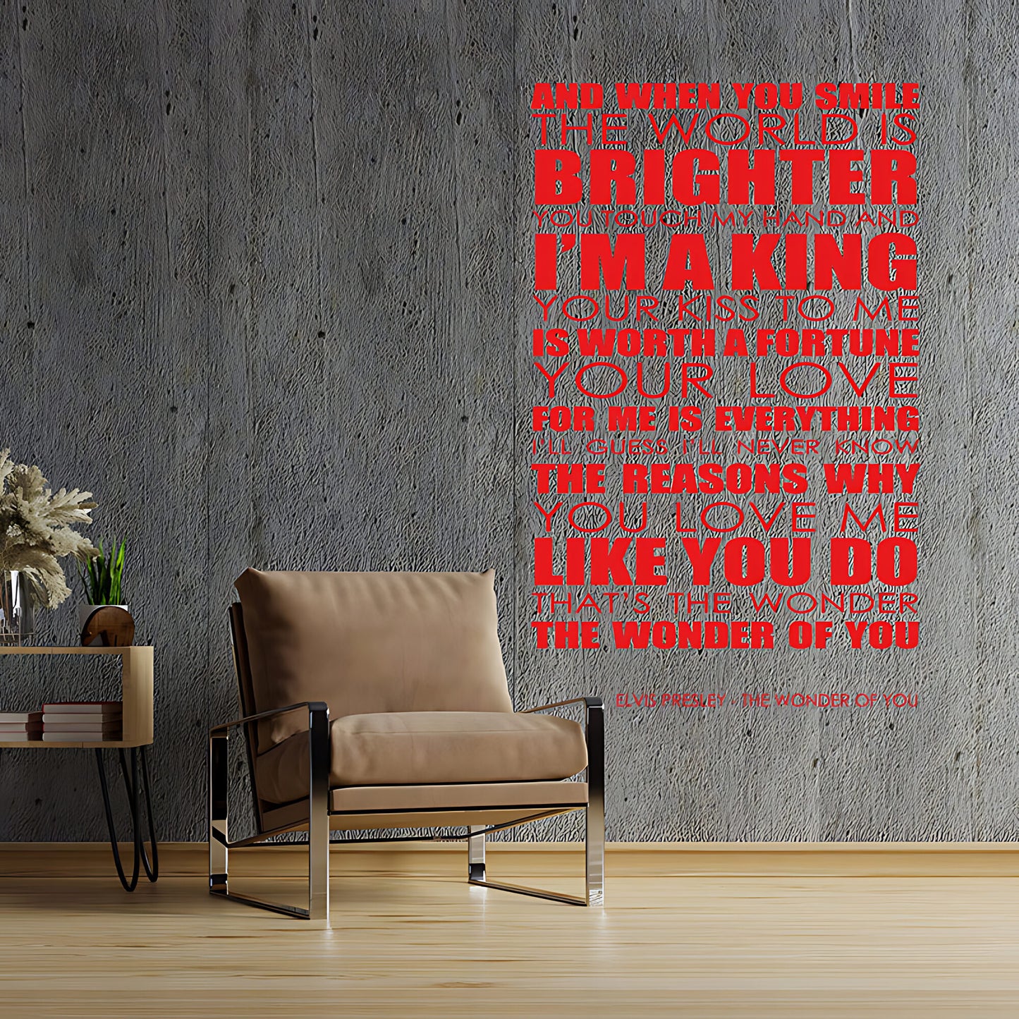 Elvis Presley Wall Art Sticker - Wonder Of You Lyrics Music Quote