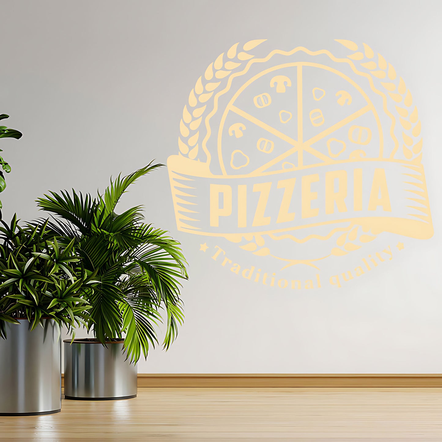 Custom Pizza Takeaway Wall Sticker for Fast Food Restaurants and Cafes