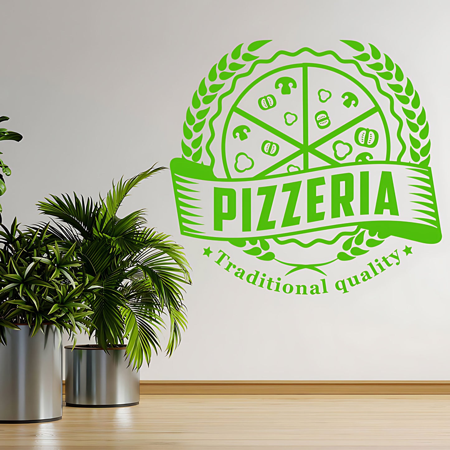 Custom Pizza Takeaway Wall Sticker for Fast Food Restaurants and Cafes