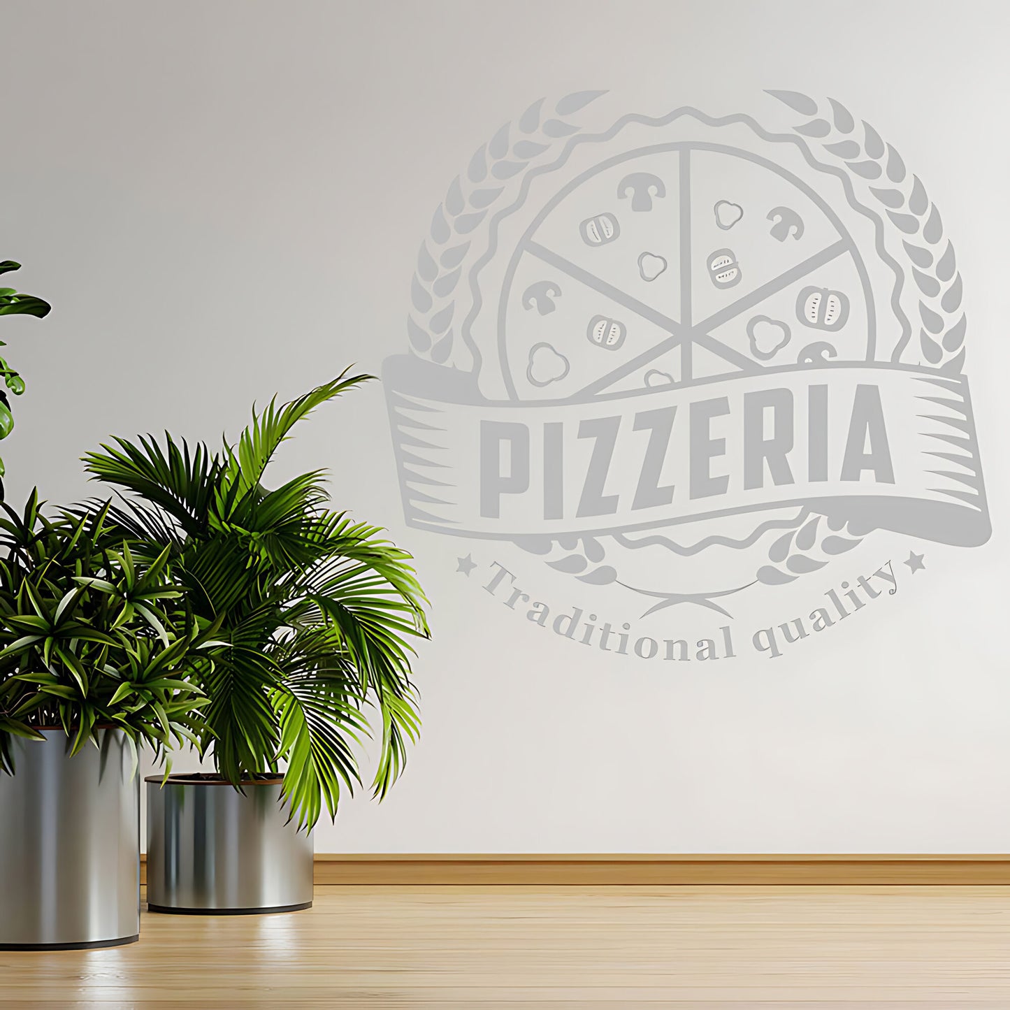 Custom Pizza Takeaway Wall Sticker for Fast Food Restaurants and Cafes