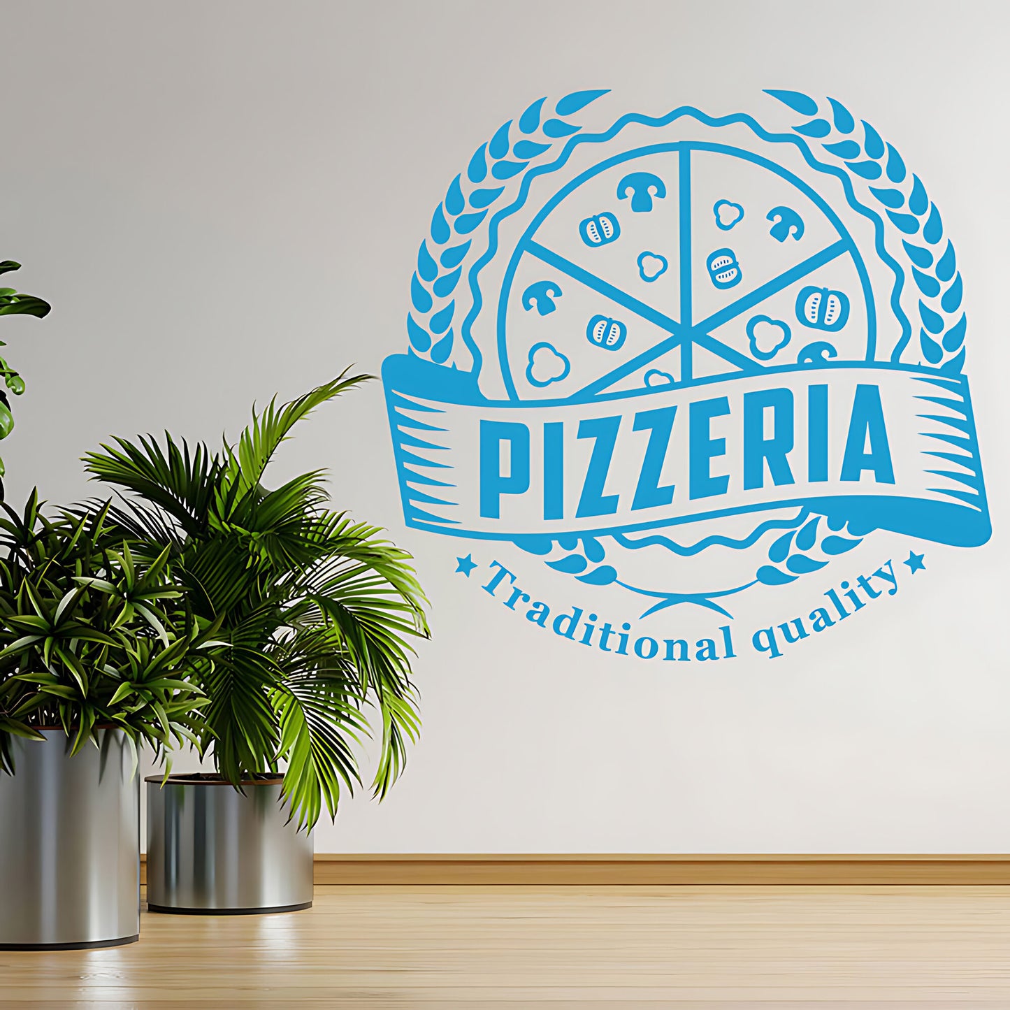 Custom Pizza Takeaway Wall Sticker for Fast Food Restaurants and Cafes