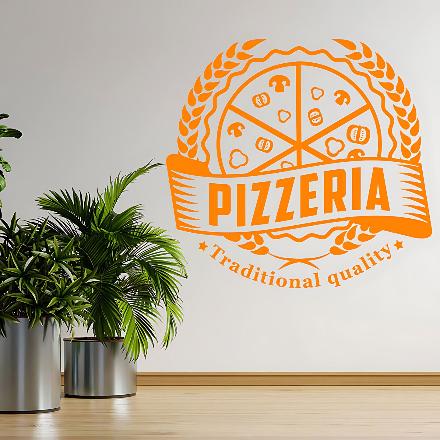 Custom Pizza Takeaway Wall Sticker for Fast Food Restaurants and Cafes