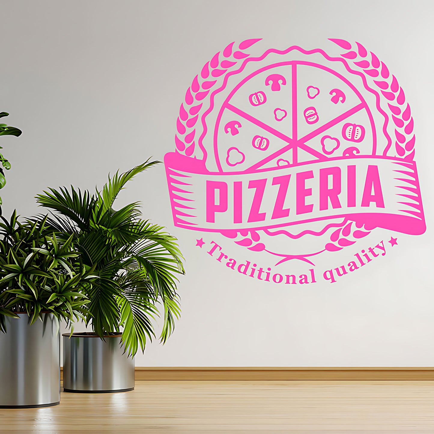 Custom Pizza Takeaway Wall Sticker for Fast Food Restaurants and Cafes