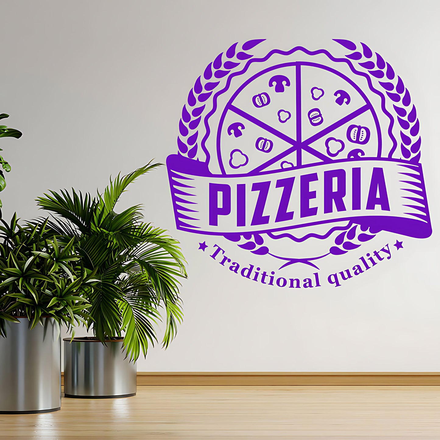 Custom Pizza Takeaway Wall Sticker for Fast Food Restaurants and Cafes