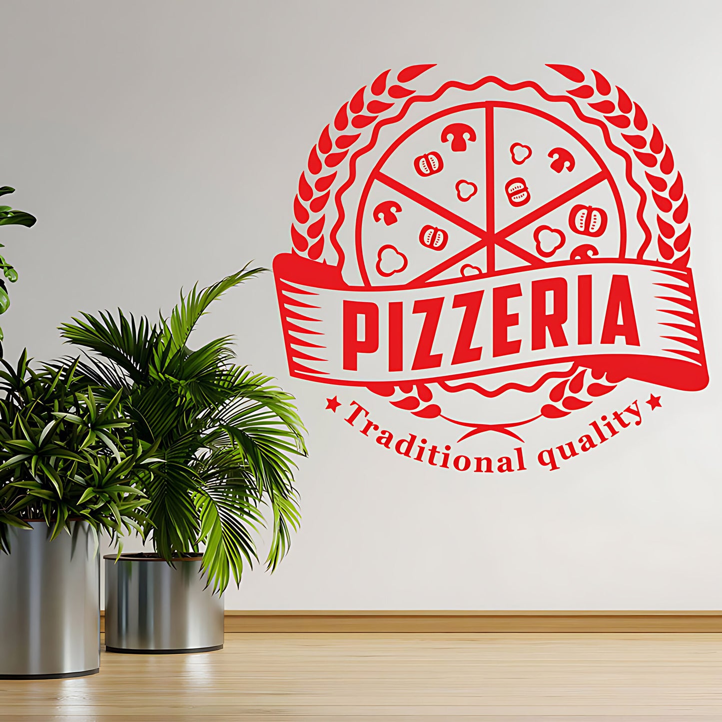 Custom Pizza Takeaway Wall Sticker for Fast Food Restaurants and Cafes