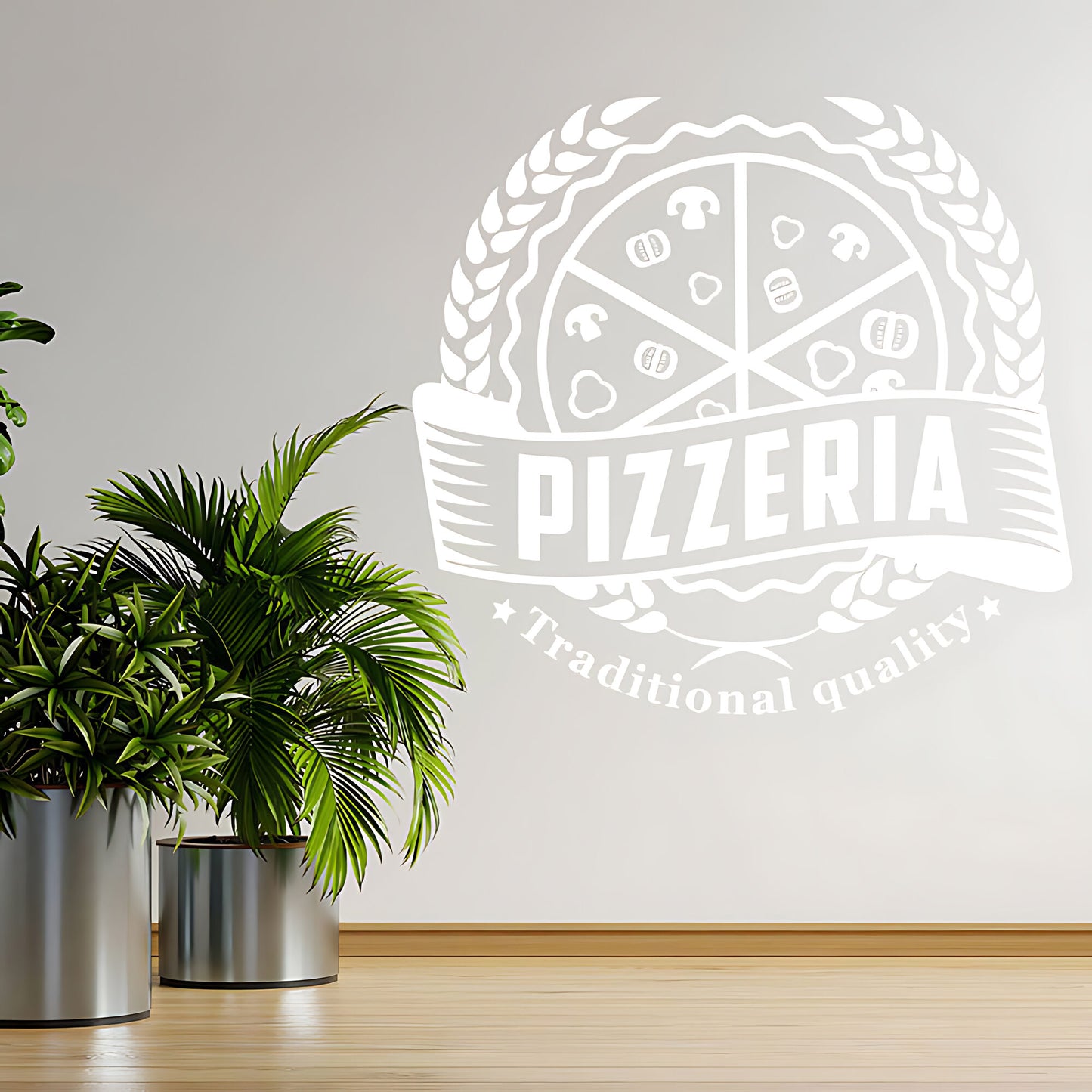 Custom Pizza Takeaway Wall Sticker for Fast Food Restaurants and Cafes