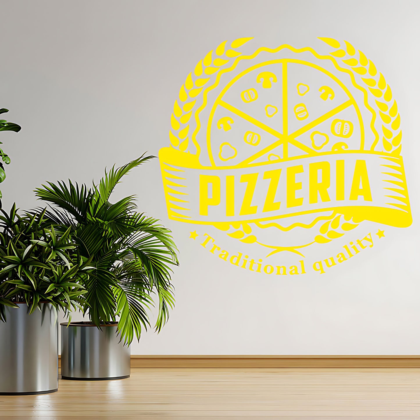 Custom Pizza Takeaway Wall Sticker for Fast Food Restaurants and Cafes