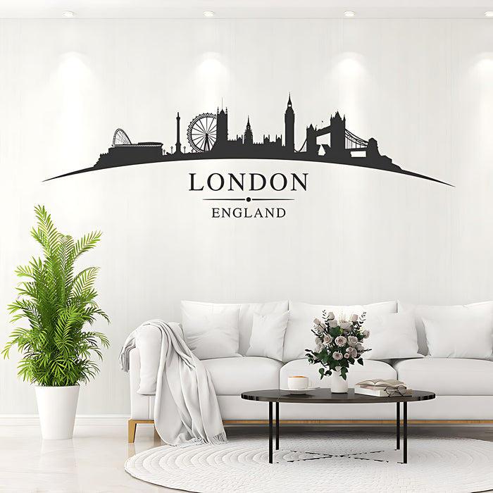 London England Skyline Wall Sticker ‚Äì Big Ben Tower Bridge & London Eye