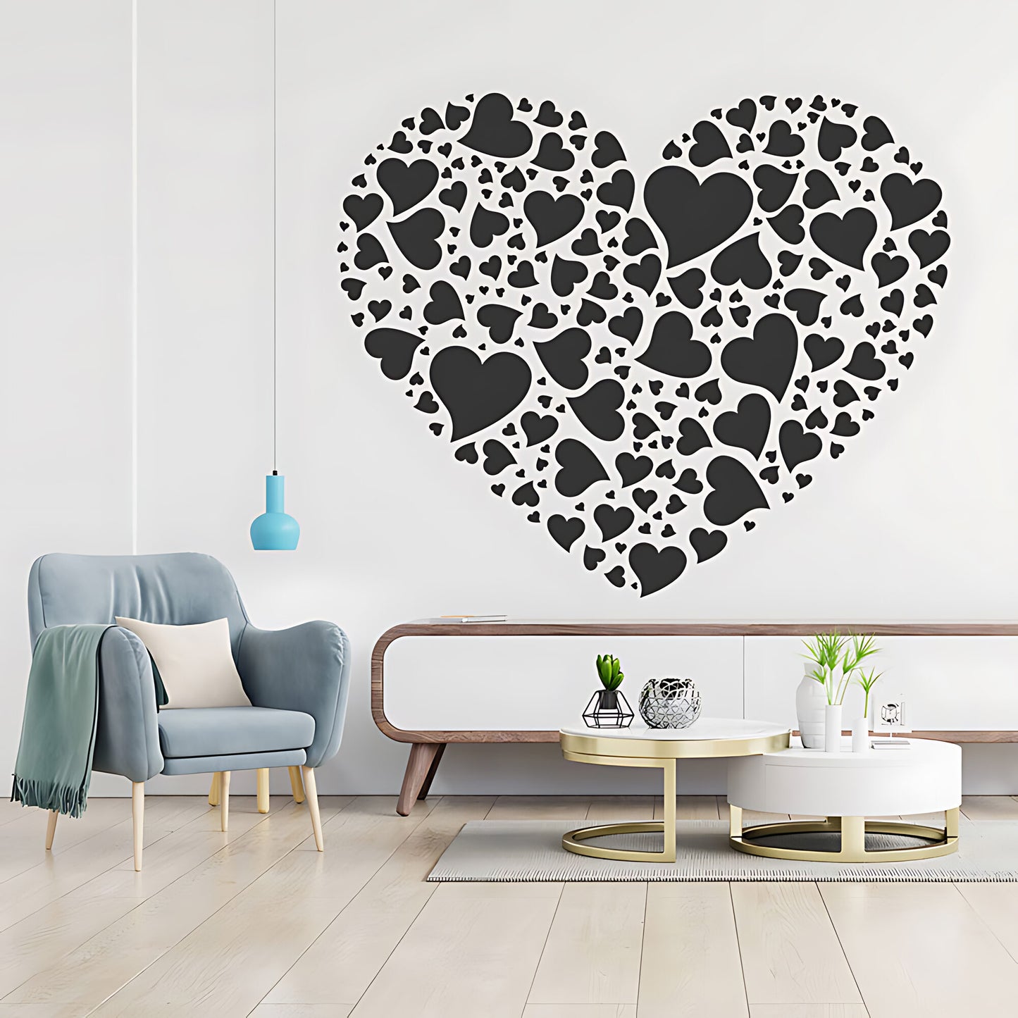 Love Hearts Wall Sticker - Inspirational Art Decor with Romantic Touch