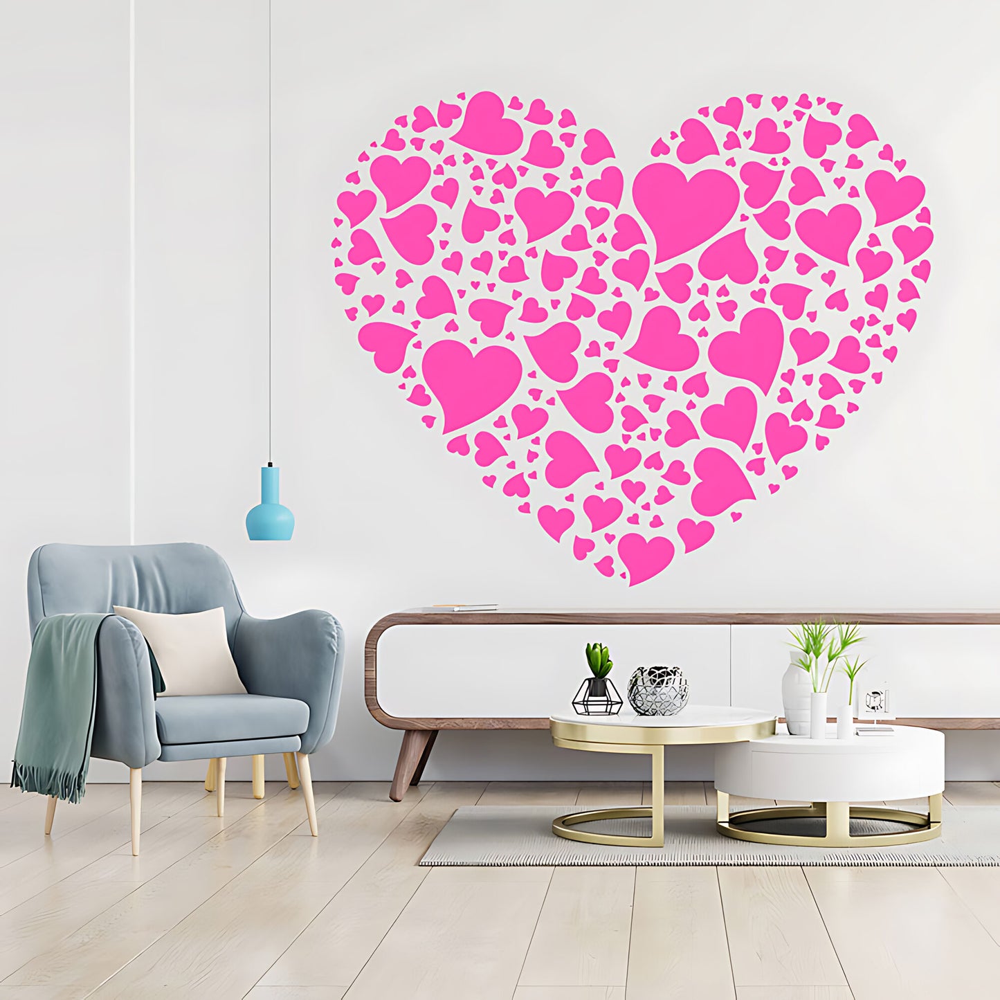Love Hearts Wall Sticker - Inspirational Art Decor with Romantic Touch