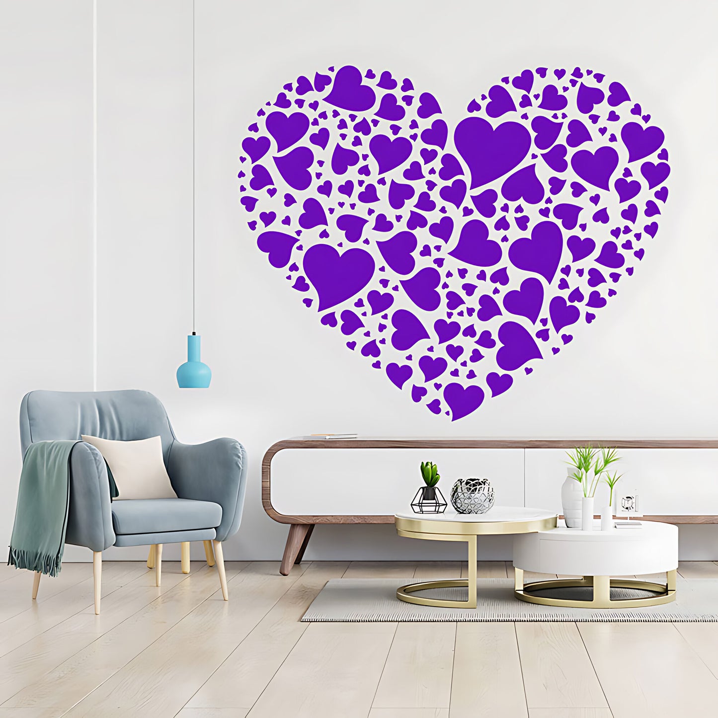 Love Hearts Wall Sticker - Inspirational Art Decor with Romantic Touch