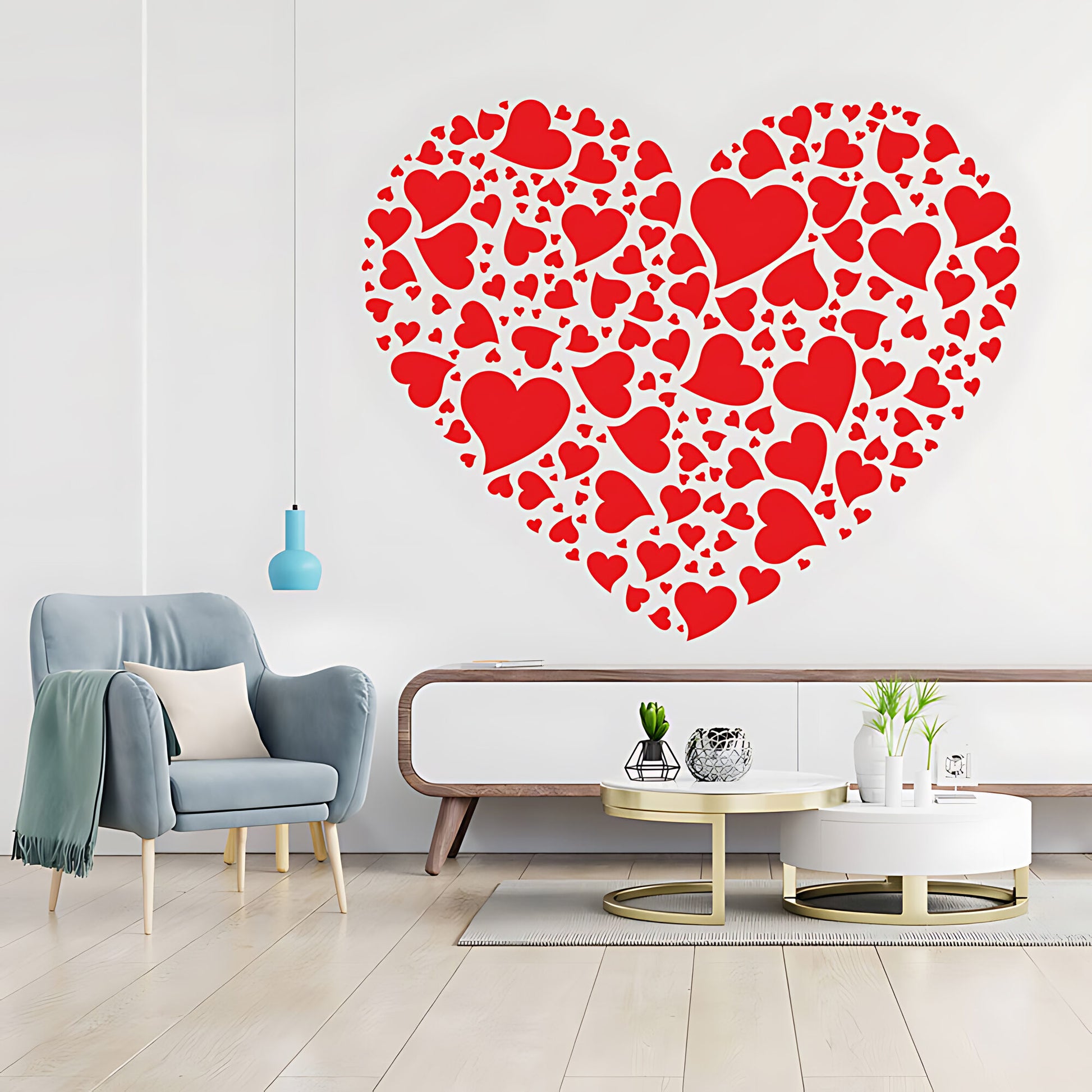 Love Hearts Wall Sticker - Inspirational Art Decor with Romantic Touch
