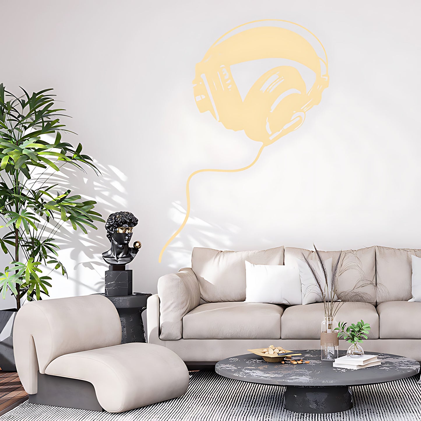 Studio Headphones Wall Sticker – Over-Ear DJ Music Vinyl Decal