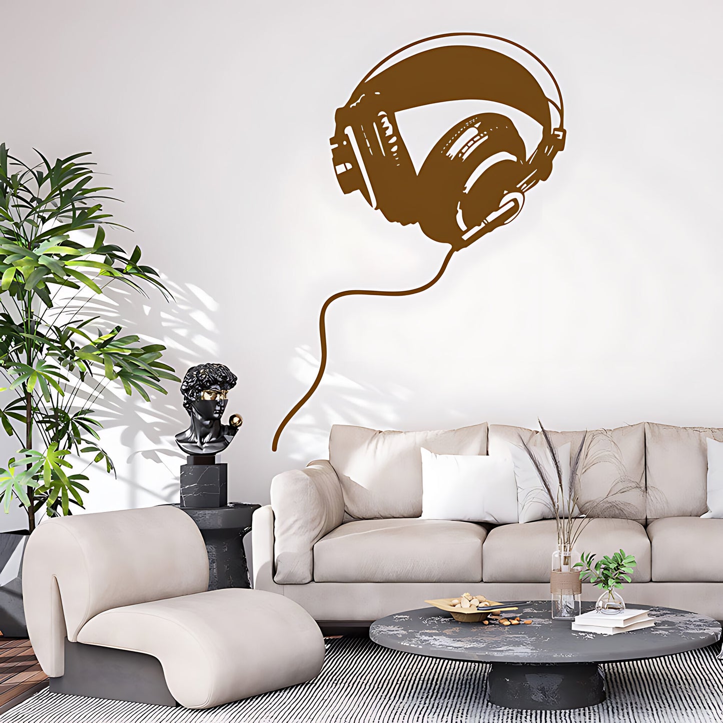 Studio Headphones Wall Sticker – Over-Ear DJ Music Vinyl Decal