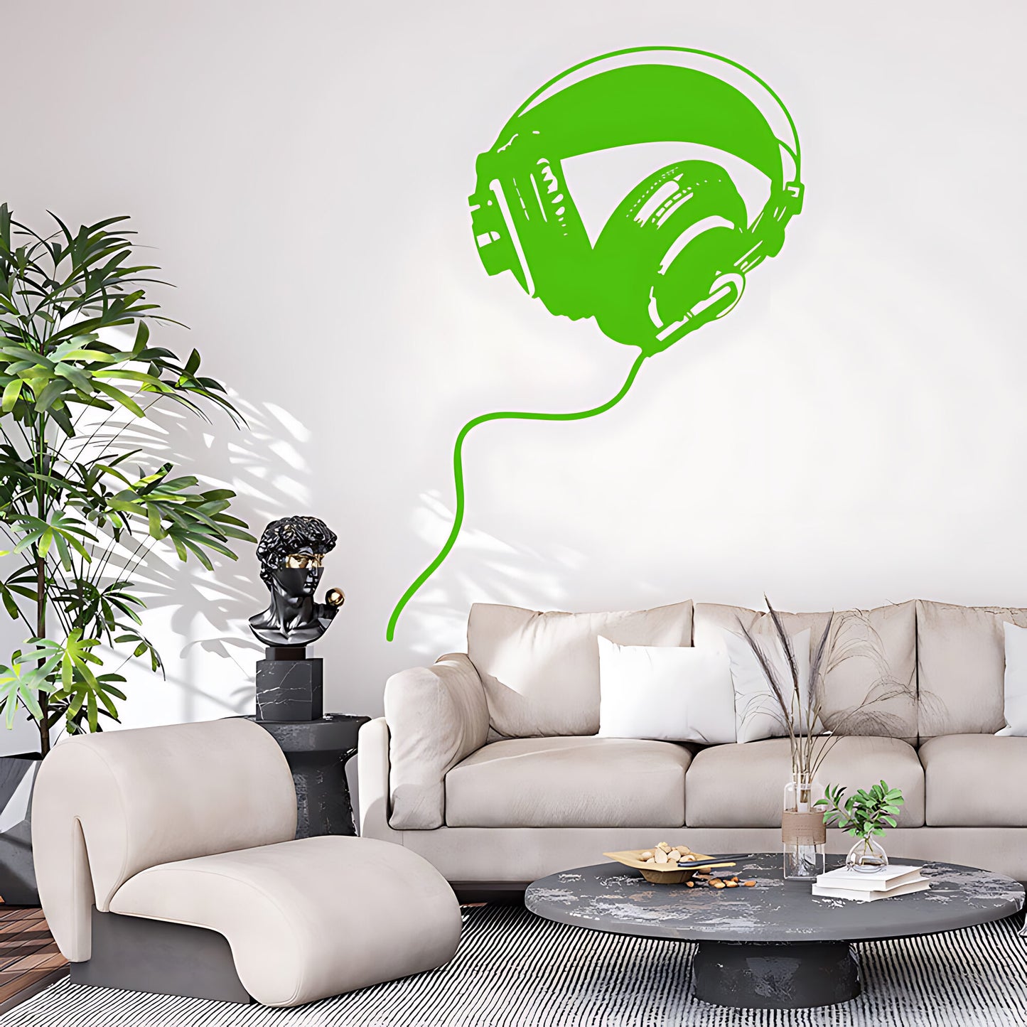 Studio Headphones Wall Sticker – Over-Ear DJ Music Vinyl Decal