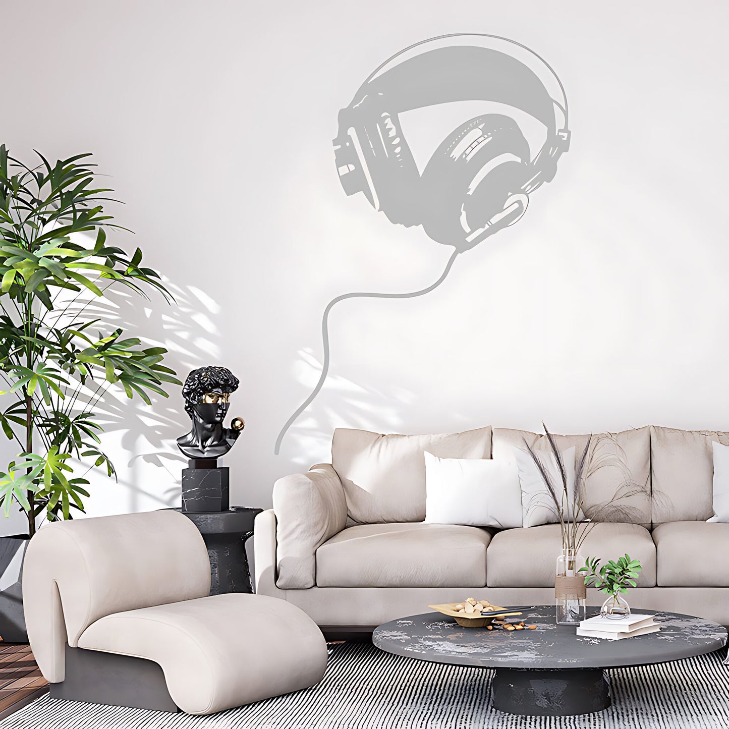 Studio Headphones Wall Sticker – Over-Ear DJ Music Vinyl Decal