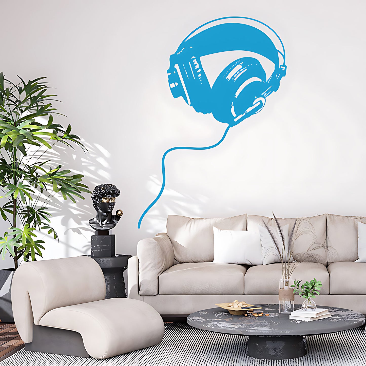 Studio Headphones Wall Sticker – Over-Ear DJ Music Vinyl Decal