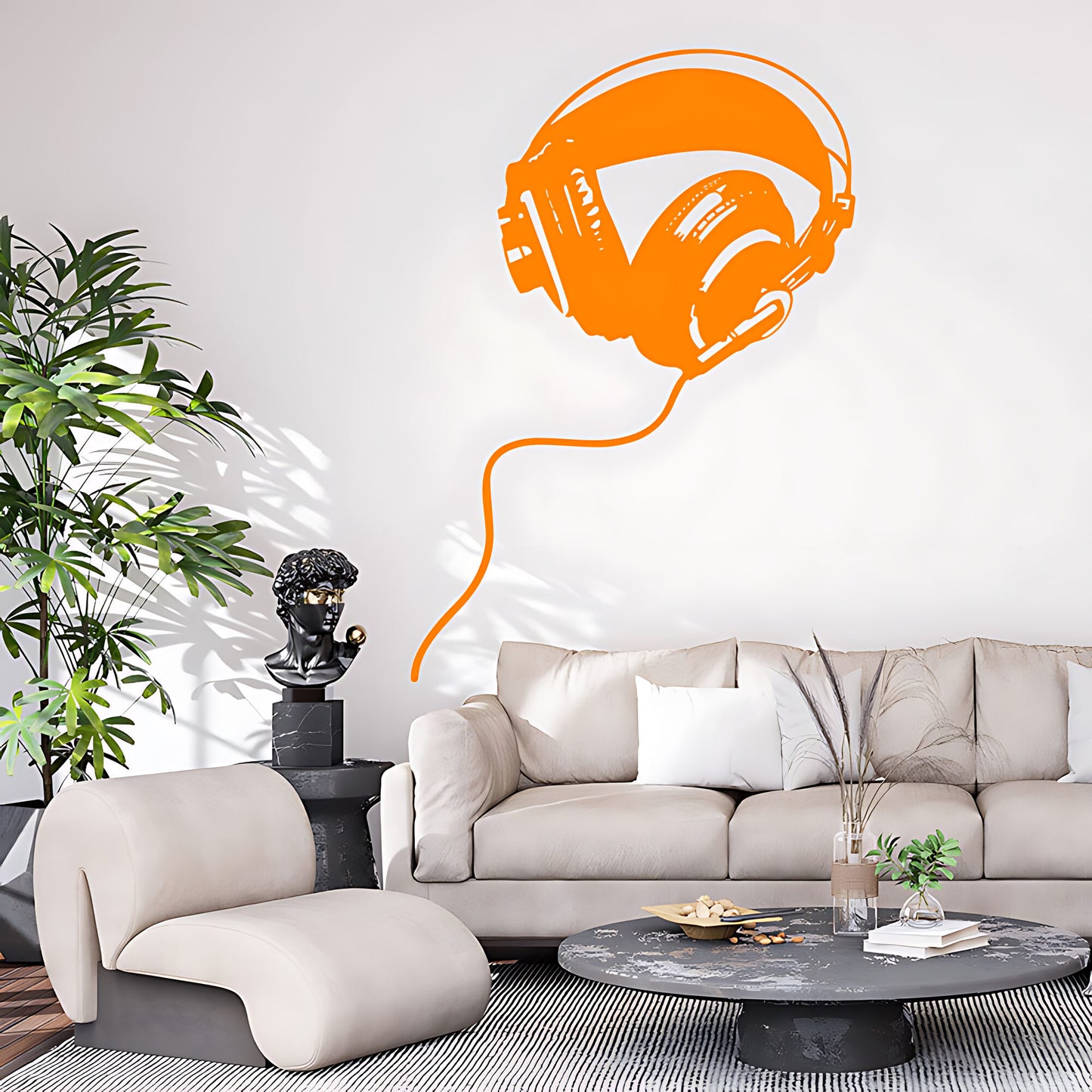Studio Headphones Wall Sticker – Over-Ear DJ Music Vinyl Decal