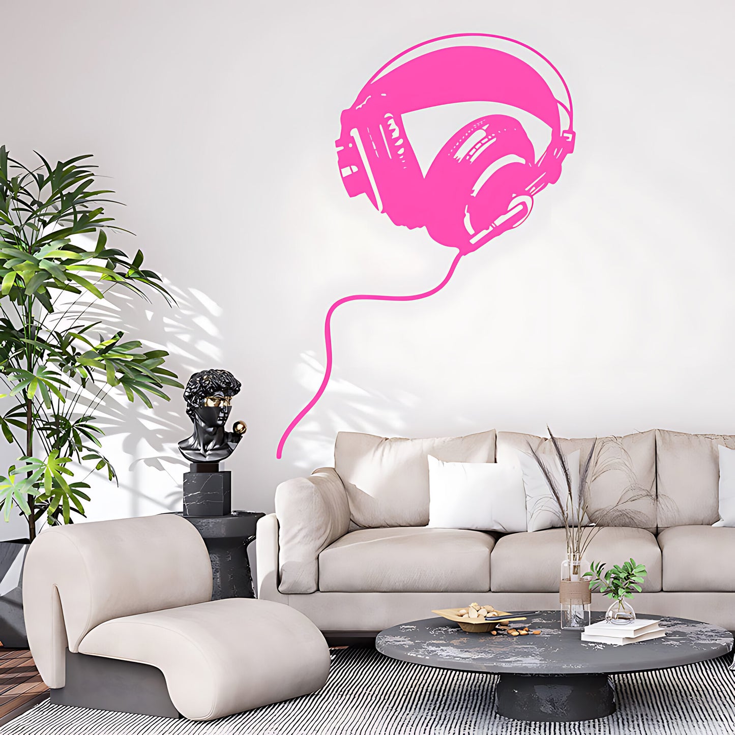 Studio Headphones Wall Sticker – Over-Ear DJ Music Vinyl Decal
