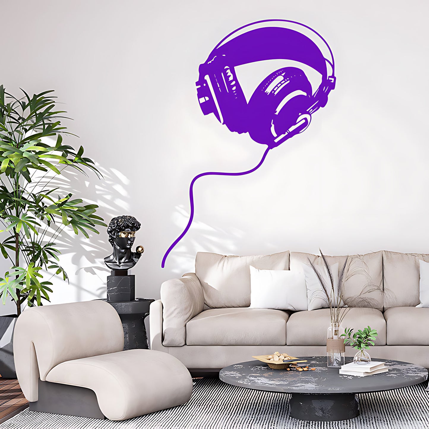 Studio Headphones Wall Sticker – Over-Ear DJ Music Vinyl Decal