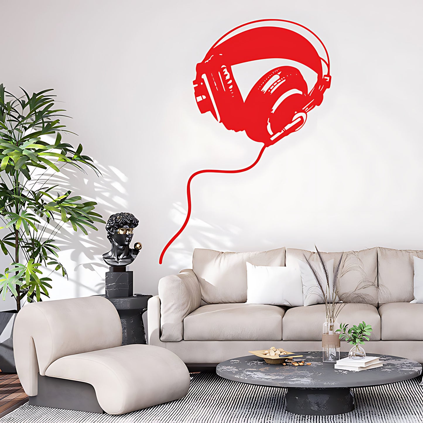 Studio Headphones Wall Sticker – Over-Ear DJ Music Vinyl Decal