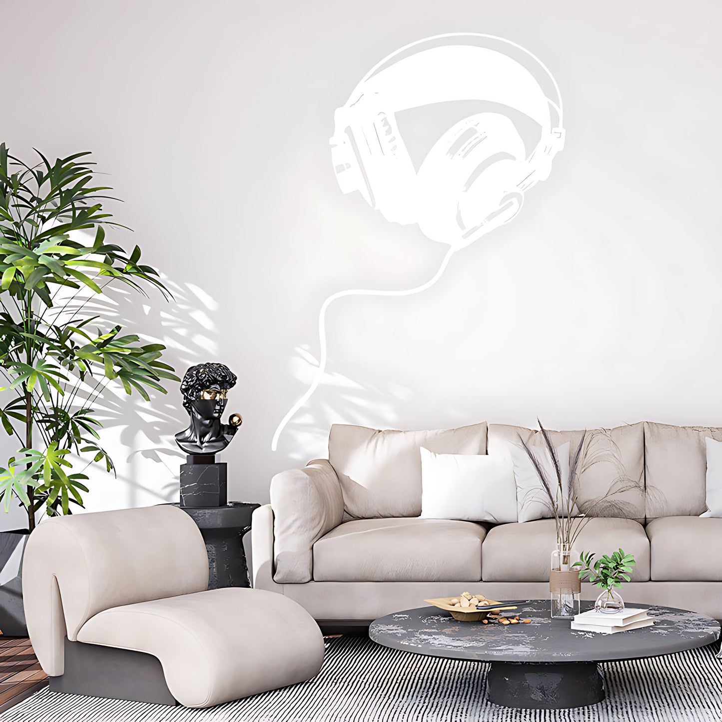 Studio Headphones Wall Sticker – Over-Ear DJ Music Vinyl Decal