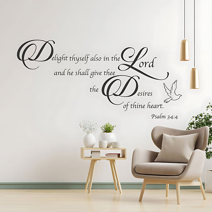 Delight Thyself in the Lord Wall Sticker ‚Äì Psalm 34:4 Bible Verse Decal