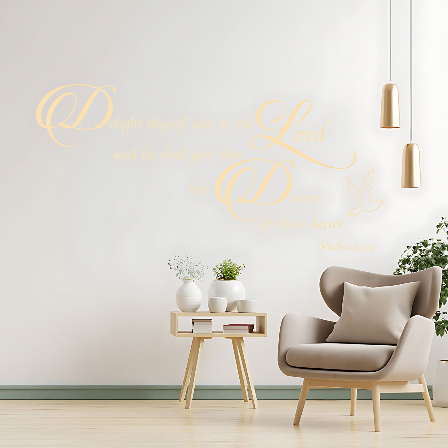 Delight Thyself in the Lord Wall Sticker – Psalm 34:4 Bible Verse Decal