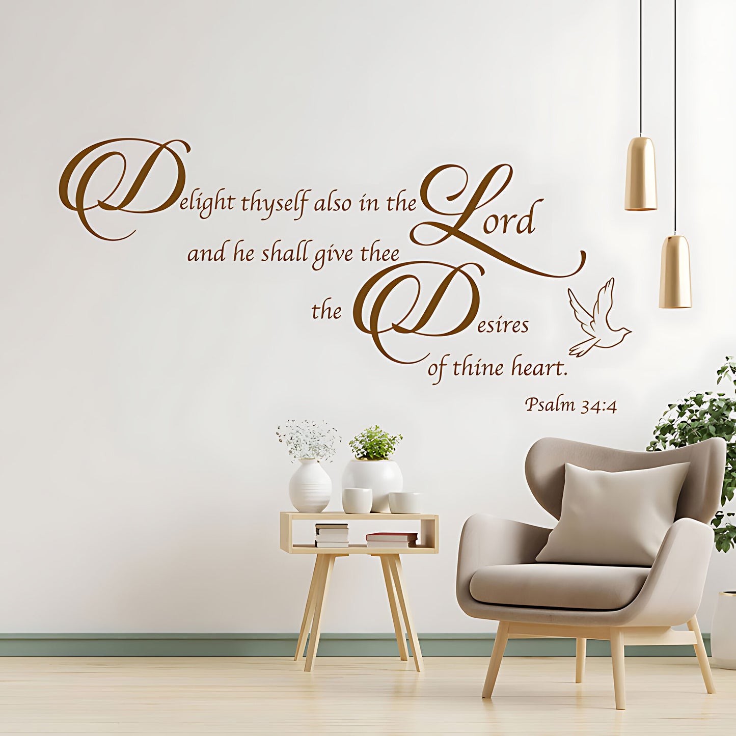 Delight Thyself in the Lord Wall Sticker – Psalm 34:4 Bible Verse Decal