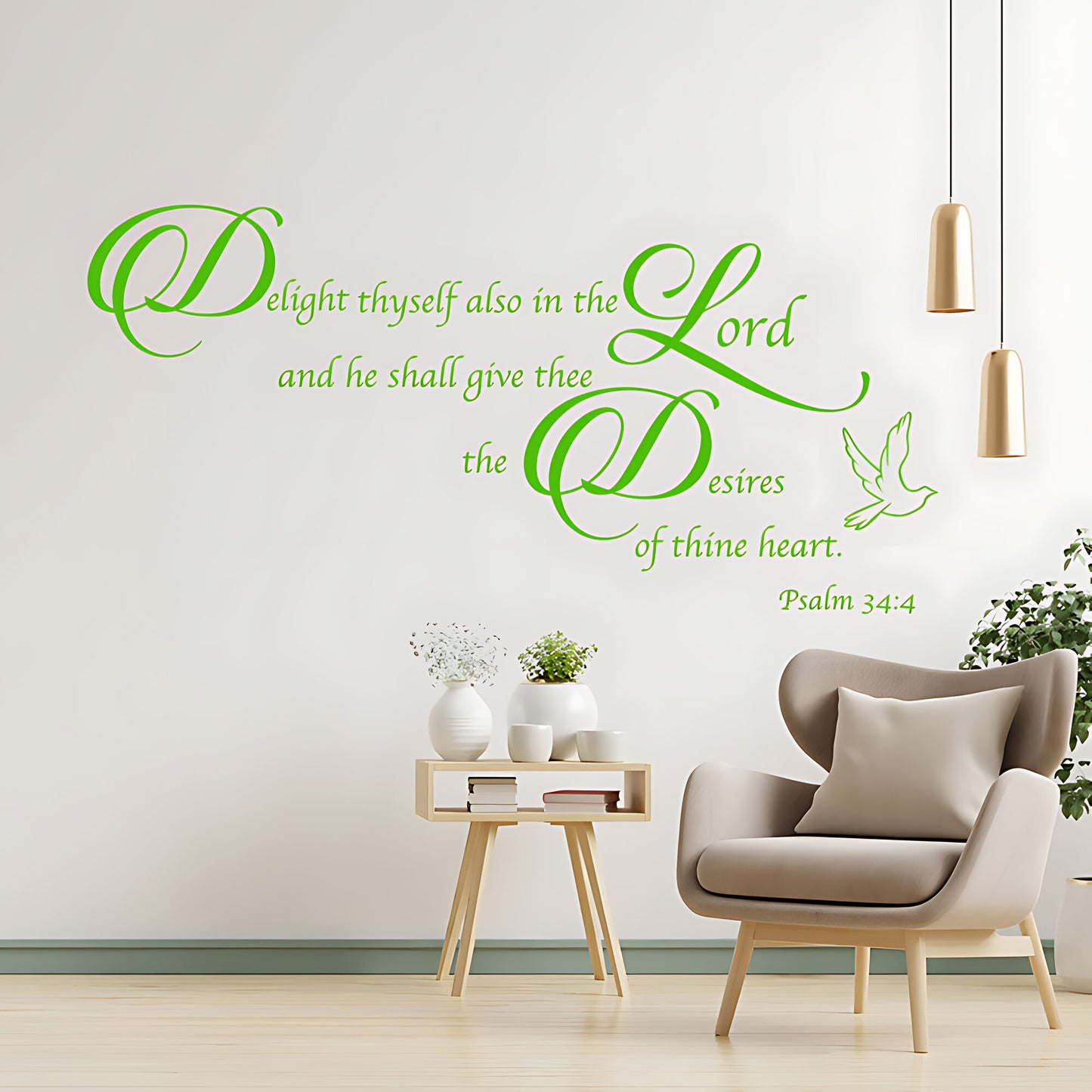 Delight Thyself in the Lord Wall Sticker – Psalm 34:4 Bible Verse Decal