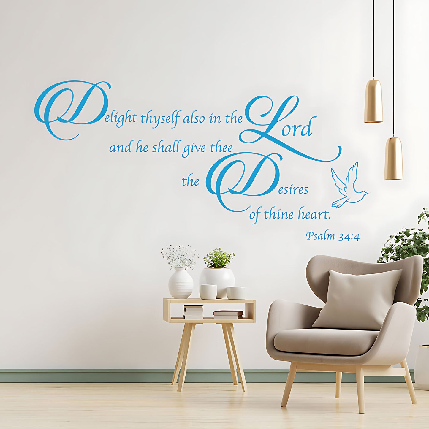 Delight Thyself in the Lord Wall Sticker – Psalm 34:4 Bible Verse Decal