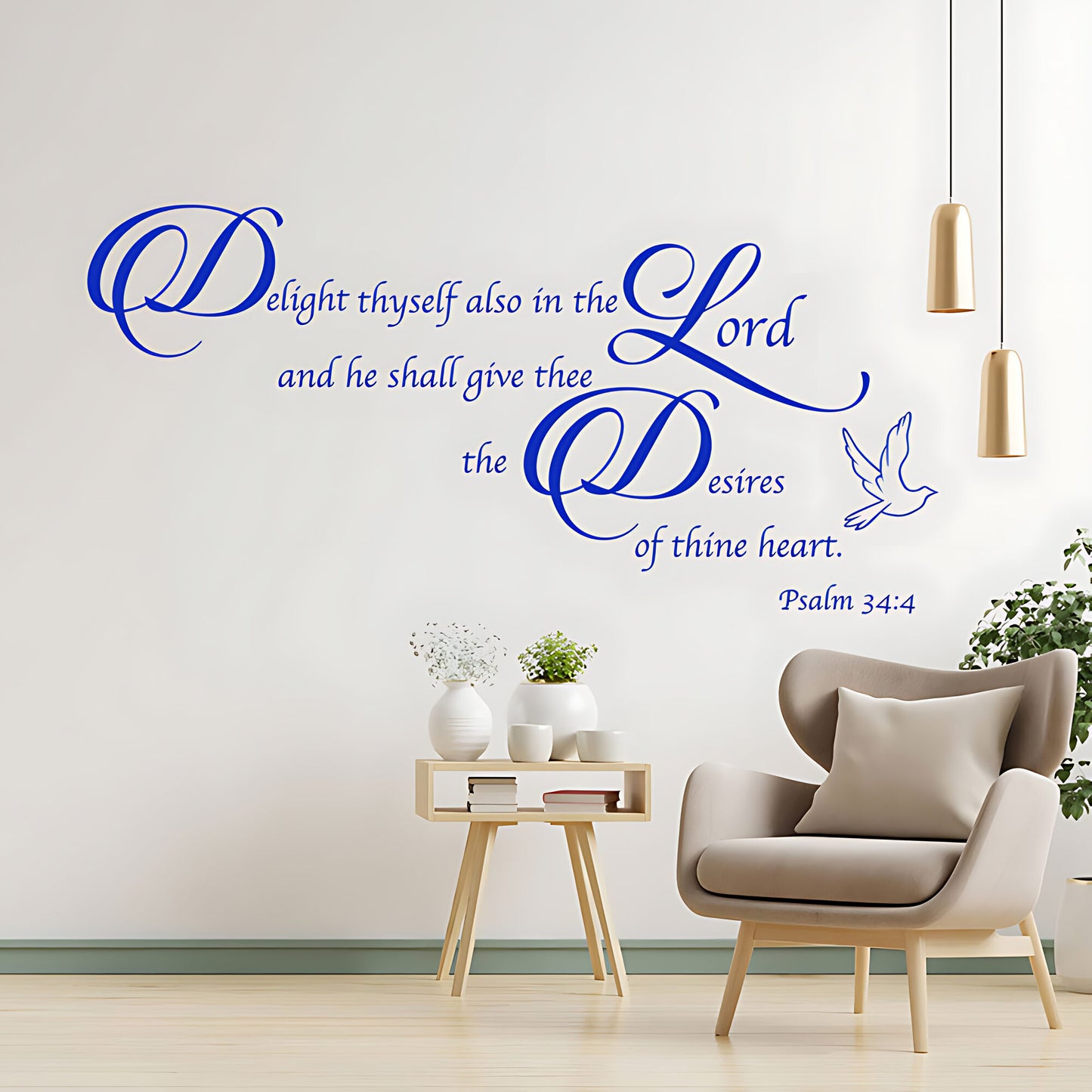 Delight Thyself in the Lord Wall Sticker – Psalm 34:4 Bible Verse Decal