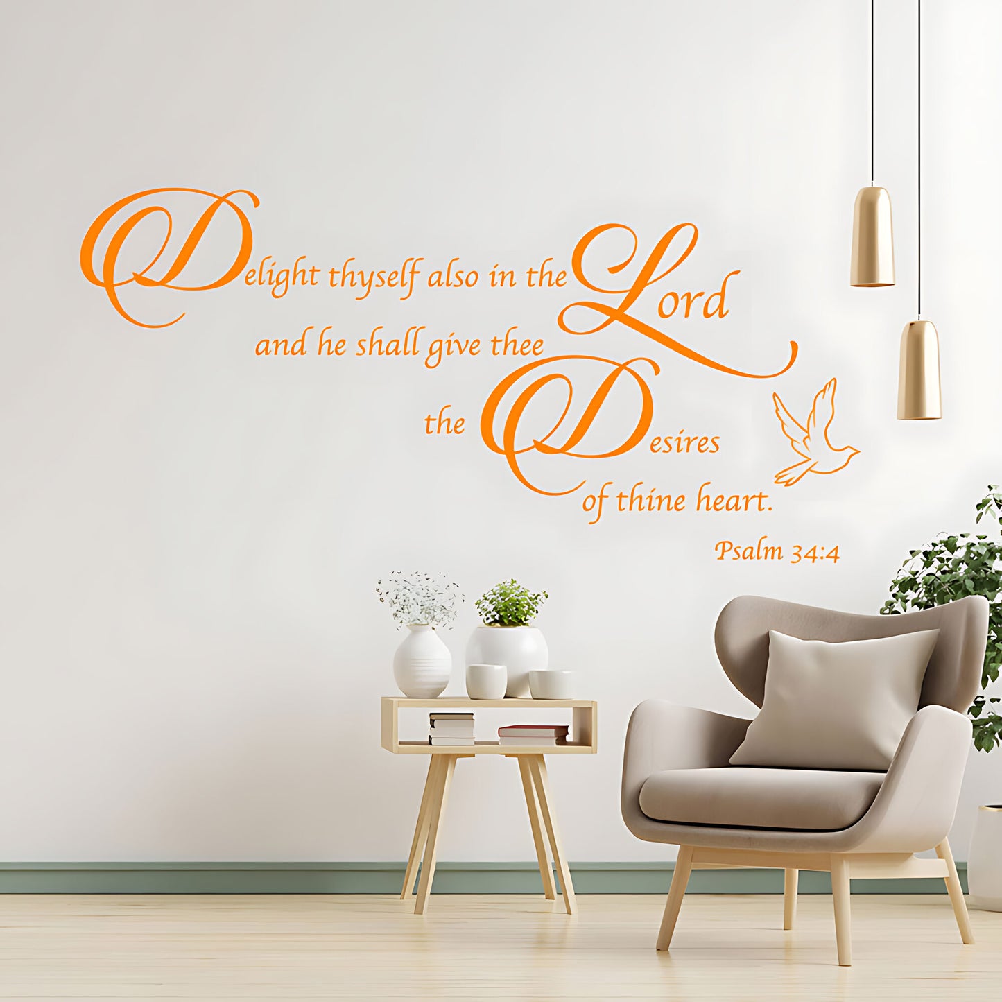 Delight Thyself in the Lord Wall Sticker – Psalm 34:4 Bible Verse Decal