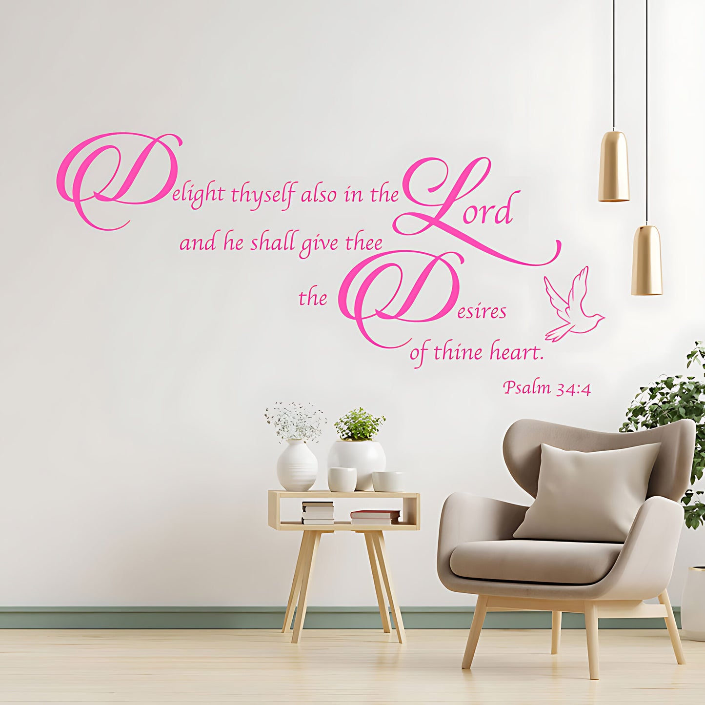 Delight Thyself in the Lord Wall Sticker – Psalm 34:4 Bible Verse Decal