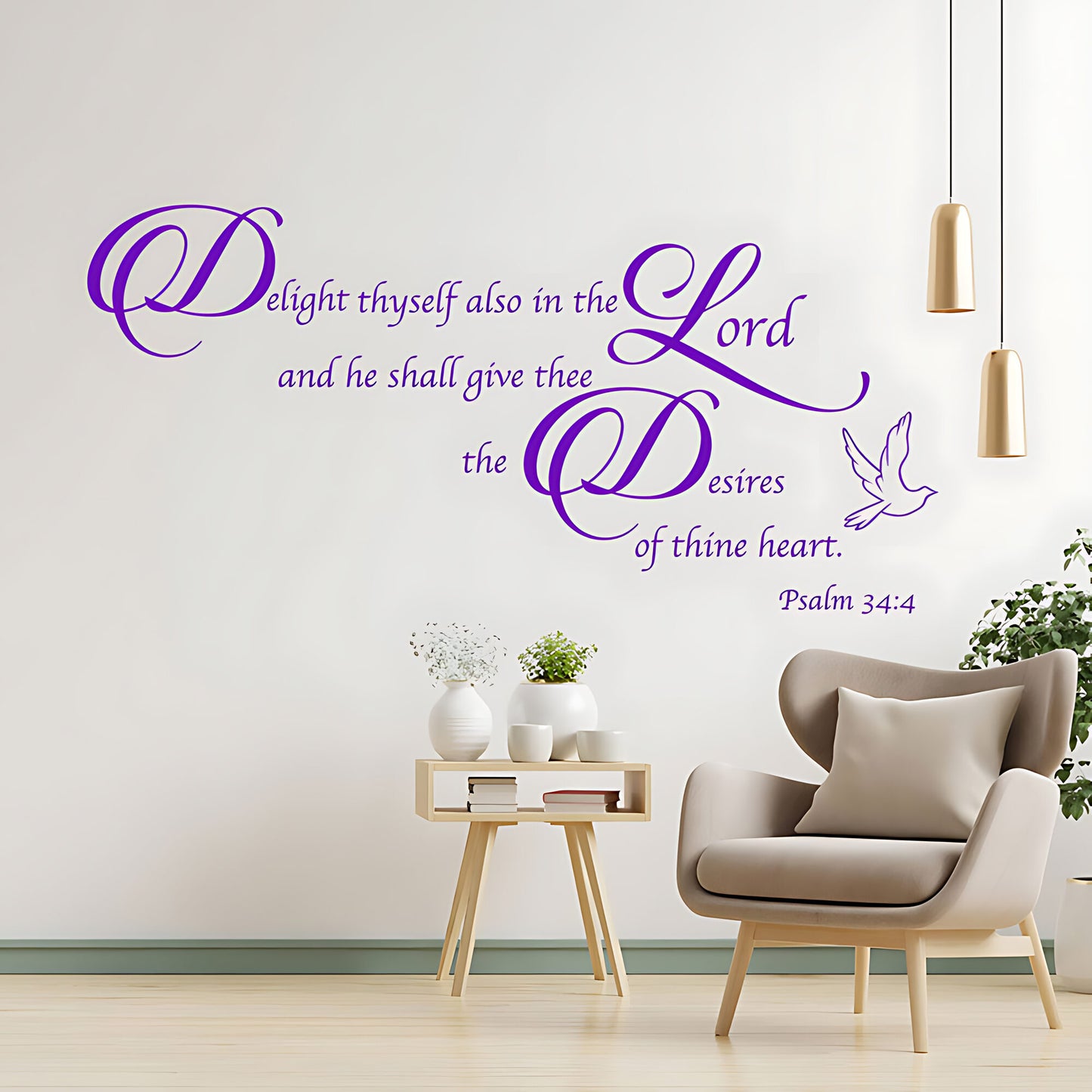 Delight Thyself in the Lord Wall Sticker – Psalm 34:4 Bible Verse Decal