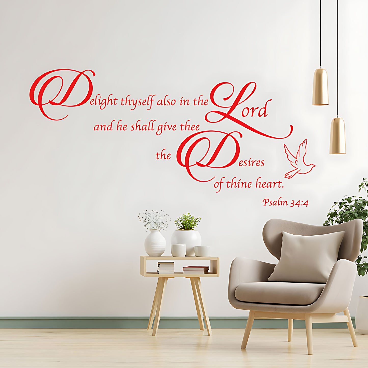 Delight Thyself in the Lord Wall Sticker – Psalm 34:4 Bible Verse Decal