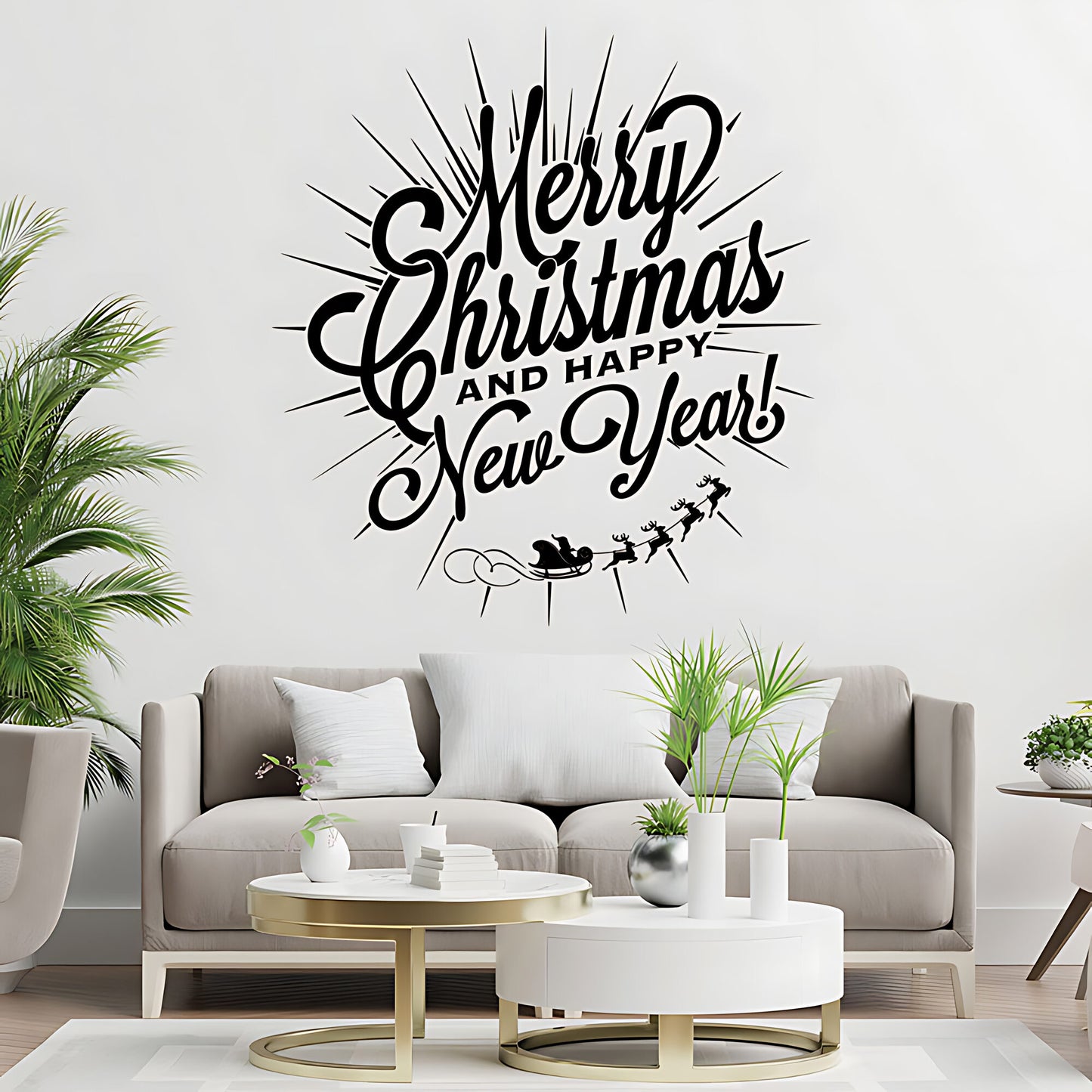 Christmas Wall Sticker for New Year Shop Window - XMAS Sign Art